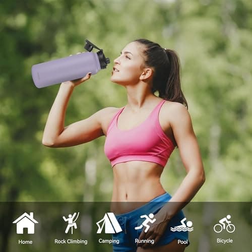 Edelstahl Trinkflasche 1.2L BPAfrei-Thermoskanne-Vakuum Doppelwandisolierung für Sport Campings-Reise-Kohlensäure Geeign