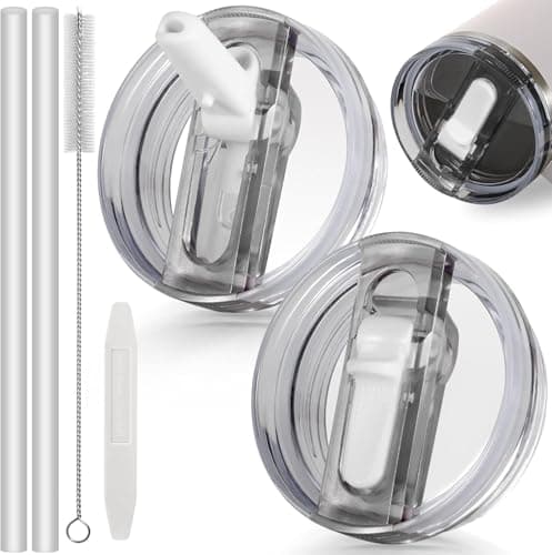 Stanley Cup Auslaufsicher Deckel 2 Stück Abnehmbar für 40oz Becher mit 2 Trinkhalmen Wiederverwendbar