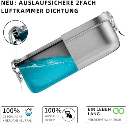 REKITA Edelstahl Brotdose Kind er mit Fächern - Personalisierte Lunchbox für Schule, Ausflüge und Jausen, 850ML Vesperdo