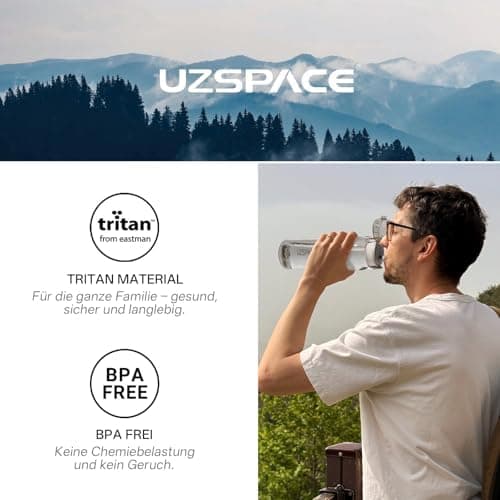 UZSPACE Kinder Trinkflasche 600ml - Sportlich, Auslaufsicher & Spülmaschinenfest zur Schule und Outdoor aktivarten für M