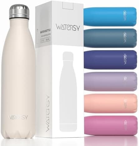 WATERSY Doppelwandige Edelstahl-Trinkflasche 500 ml Kinder ThermoSafe BPA-Frei Kalt&Warm Sprudel Dunkel Blau Sport Gym