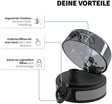 720°DGREE Originales Ersatz-Deckel "uberBottle" - Sportdekken kompatibel "simplBottle" - Größe S für 350ml & 500ml - Grö