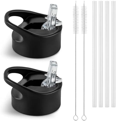Vinsun Ersatz-Deckel Set für Edelstahl Trinkflaschen - Strohhalme passend 500ml/750ml/1000ml - auslaufsicher Reinigungsb