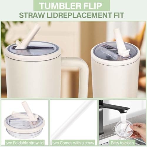 3 Stück Stanley Cup Ersatzdeckel, Wasserdicht und mit 2 Trinkhalmen, perfekt für 40oz Becher, Stanley Cup Lid Ersatz, Er