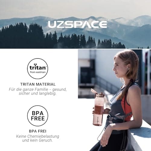 UZSPACE Kinder Trinkflasche 600ml - Sportlich, Auslaufsicher & Spülmaschinenfest zur Schule und Outdoor aktivarten für M