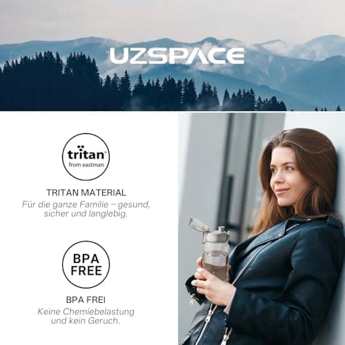 UZSPACE Kinder Trinkflasche 600ml - Sportlich, Auslaufsicher & Spülmaschinenfest zur Schule und Outdoor aktivarten für M