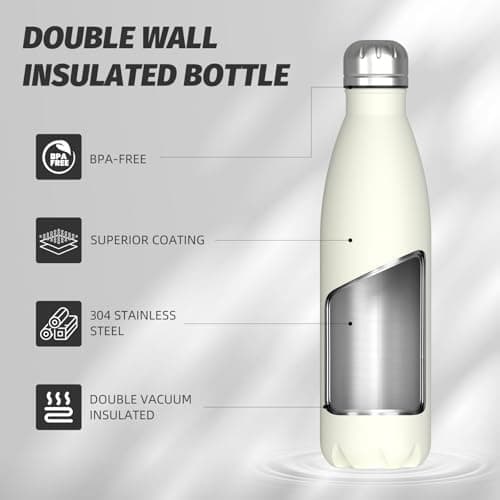 WATERSY Doppelwandige Edelstahl-Trinkflasche 500 ml Kinder ThermoSafe BPA-Frei Kalt&Warm Sprudel Dunkel Blau Sport Gym