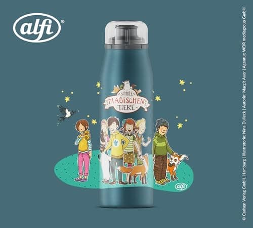 ALFI Kids ISO BOTTLE 350ml - Idas Schule der Magischen Tiere - Isoliertrinkflasche Kinder Edelstahl - hält 12 Stunden he