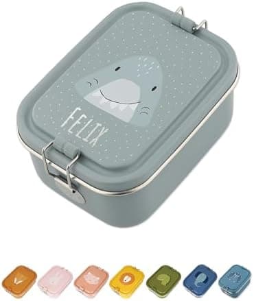 Wunderwunsch TRIXIE Edelstahl Lunchbox für Kinder, individuell mit deinem Namen persönliche Fuchslunchbox, perfekt zur E