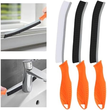 Hartborsten Eckenreinigungsbürste - Multifunktionale Reinigungsbürste für Toilette, Badezimmer und Küche (3 Stück, Schwa