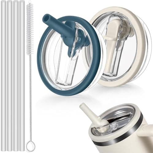 Sunshine Smile - Auslaufsicherer Ersatzdeckel für Stanley Cup Becher 40oz + 4 Trinkhalme + Strohhalm Bürste | Für Zubeah