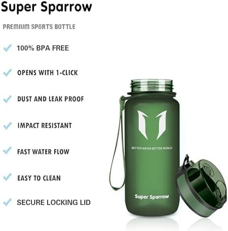 Super Sparrow BPA-frei Wasserflasche - 500ml - Ideale für Sport und Outdoor - Nachhaltig ClimatePartner certified