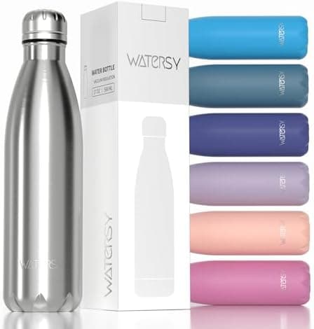 WATERSY Doppelwandige Edelstahl-Trinkflasche 500 ml Kinder ThermoSafe BPA-Frei Kalt&Warm Sprudel Dunkel Blau Sport Gym