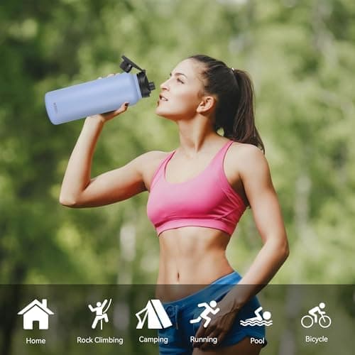 Edelstahl Trinkflasche 1.2L BPAfrei-Thermoskanne-Vakuum Doppelwandisolierung für Sport Campings-Reise-Kohlensäure Geeign