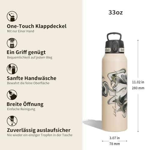 Thermosflasche UZSPACE Waldgrün Kinder 700ml Isolierte Edelstahl Trinkflasche 100% Auslaufsicher Outdoor Fitness Schule