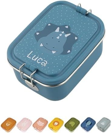 Wunderwunsch TRIXIE Edelstahl Lunchbox für Kinder, individuell mit deinem Namen persönliche Fuchslunchbox, perfekt zur E