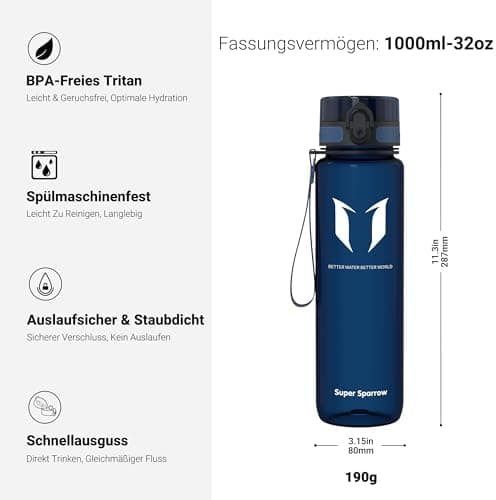 Super Sparrow BPA-frei Wasserflasche - 500ml - Ideale für Sport und Outdoor - Nachhaltig ClimatePartner certified