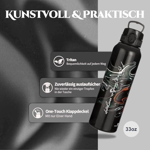 UZSPACE Kinder Trinkflasche 600ml - Sportlich, Auslaufsicher & Spülmaschinenfest zur Schule und Outdoor aktivarten für M