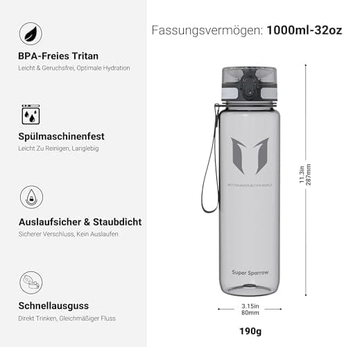 Super Sparrow BPA-frei Wasserflasche - 500ml - Ideale für Sport und Outdoor - Nachhaltig ClimatePartner certified