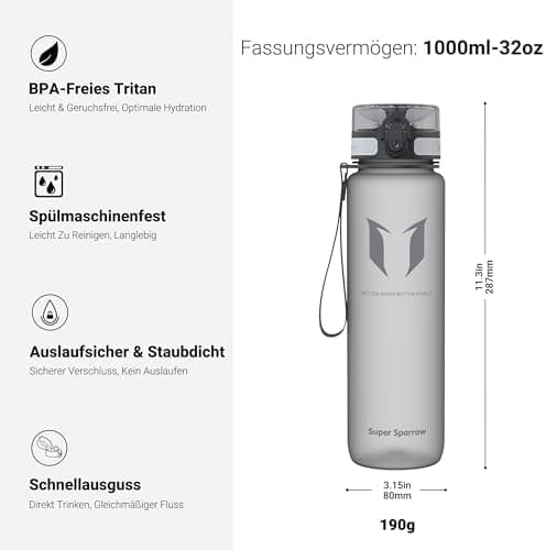 Super Sparrow BPA-frei Wasserflasche - 500ml - Ideale für Sport und Outdoor - Nachhaltig ClimatePartner certified