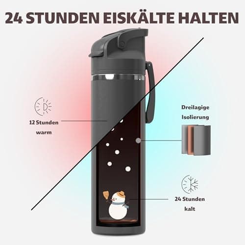 OISIZ Isolierte Edelstahl Trinkflasche 720ml für Outdoor Aktivitäten und Sport 100% auslaufsicher mit Vakuum-Technologie
