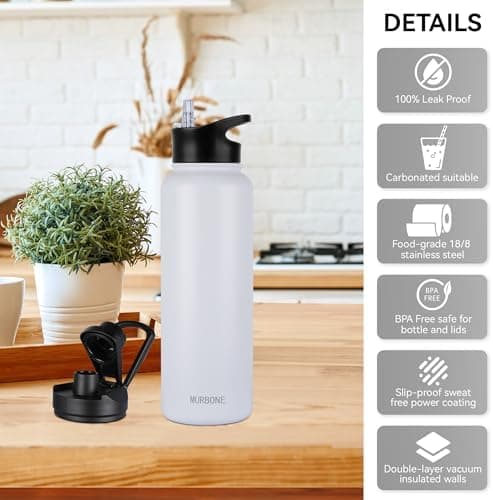 Edelstahl Trinkflasche 1.2L BPAfrei-Thermoskanne-Vakuum Doppelwandisolierung für Sport Campings-Reise-Kohlensäure Geeign