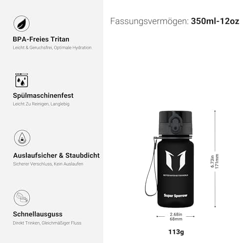 Super Sparrow BPA-frei Wasserflasche - 500ml - Ideale für Sport und Outdoor - Nachhaltig ClimatePartner certified