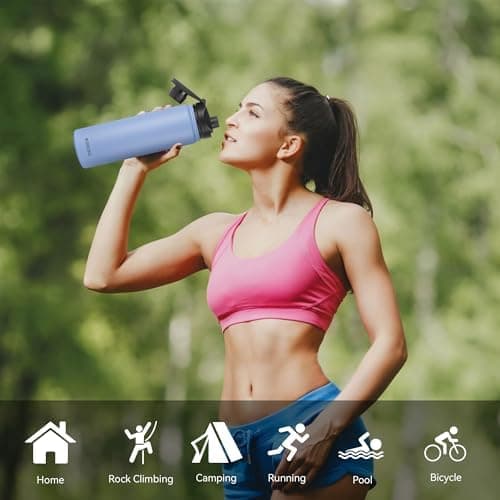 Edelstahl Trinkflasche 1.2L BPAfrei-Thermoskanne-Vakuum Doppelwandisolierung für Sport Campings-Reise-Kohlensäure Geeign