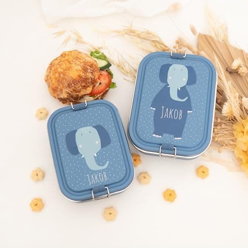 Wunderwunsch TRIXIE Edelstahl Lunchbox für Kinder, individuell mit deinem Namen persönliche Fuchslunchbox, perfekt zur E