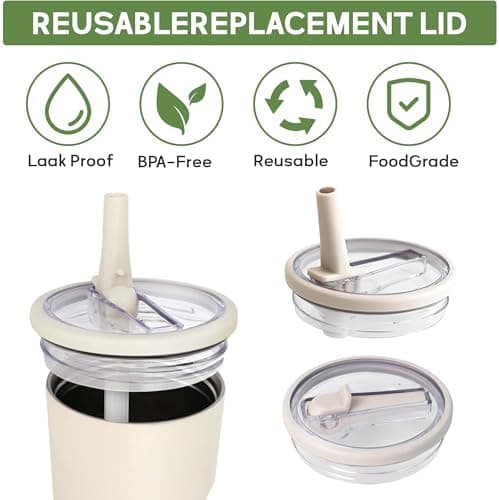 Stanley Cup Auslaufsichere Ersatzdeckel cremefarben 2 Stück für 40oz Tumbler mit Trinkhalmen