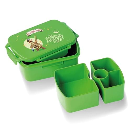 AWAVE Henrietta Snackbox Brotdose Kinder rPET Grün – Unterteilung, Auslaufsicher, Pausenbox für Schule und Picknick