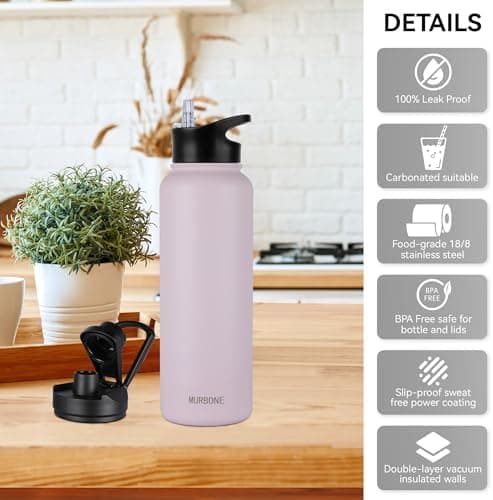 Edelstahl Trinkflasche 1.2L BPAfrei-Thermoskanne-Vakuum Doppelwandisolierung für Sport Campings-Reise-Kohlensäure Geeign