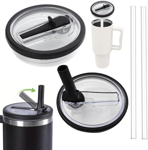 Stanley Cup Auslaufsichere Ersatzdeckel cremefarben 2 Stück für 40oz Tumbler mit Trinkhalmen