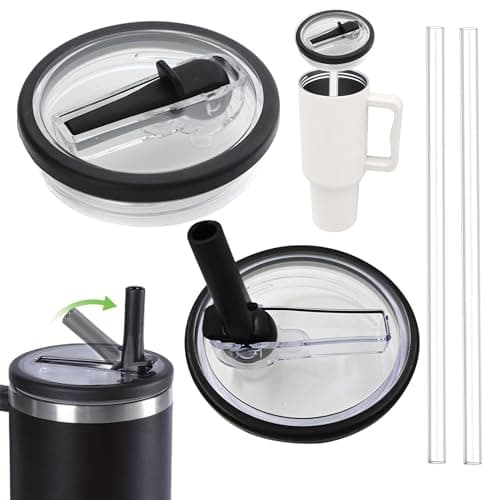 Stanley Cup Auslaufsichere Ersatzdeckel cremefarben 2 Stück für 40oz Tumbler mit Trinkhalmen