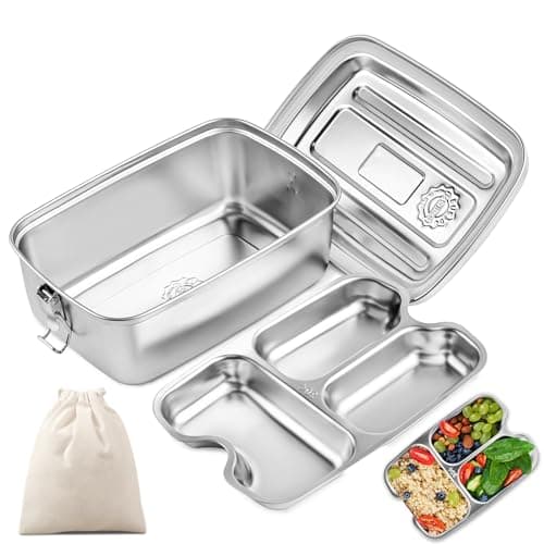 Kinder Brotdose WuGU 5-Fach Auslauf Sicher 1300 ml Grüne Lunchbox für Schule und Ausflüge