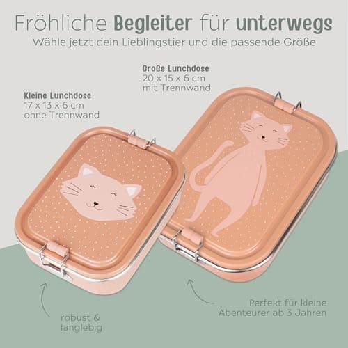 Wunderwunsch TRIXIE Edelstahl Lunchbox für Kinder, individuell mit deinem Namen persönliche Fuchslunchbox, perfekt zur E
