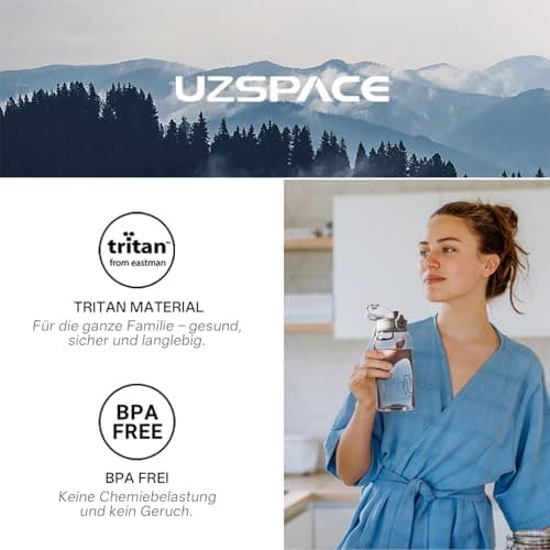 UZSPACE Kinder Trinkflasche 600ml - Sportlich, Auslaufsicher & Spülmaschinenfest zur Schule und Outdoor aktivarten für M