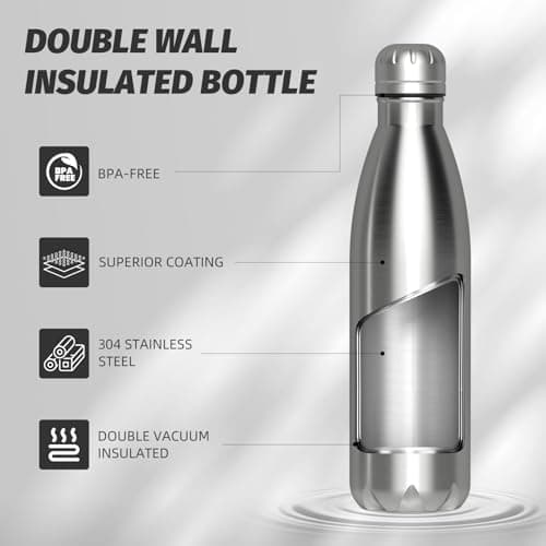 WATERSY Doppelwandige Edelstahl-Trinkflasche 500 ml Kinder ThermoSafe BPA-Frei Kalt&Warm Sprudel Dunkel Blau Sport Gym