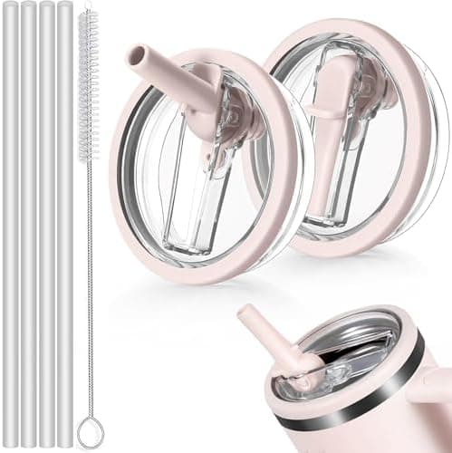 Sunshine Smile - Auslaufsicherer Ersatzdeckel für Stanley Cup Becher 40oz + 4 Trinkhalme + Strohhalm Bürste | Für Zubeah