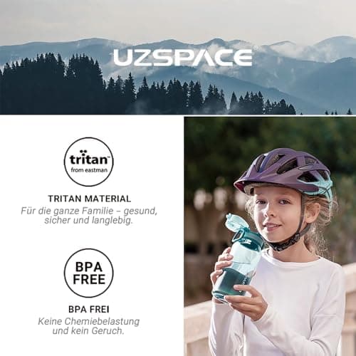 UZSPACE Kinder Trinkflasche 600ml - Sportlich, Auslaufsicher & Spülmaschinenfest zur Schule und Outdoor aktivarten für M