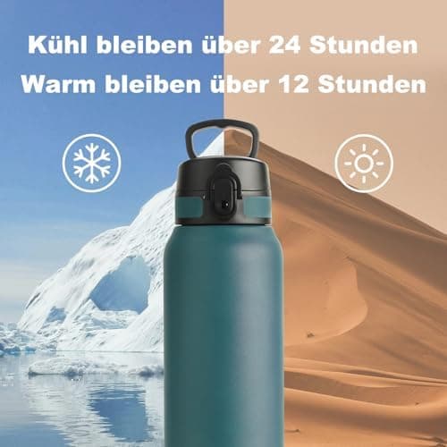 Thermosflasche UZSPACE Waldgrün Kinder 700ml Isolierte Edelstahl Trinkflasche 100% Auslaufsicher Outdoor Fitness Schule