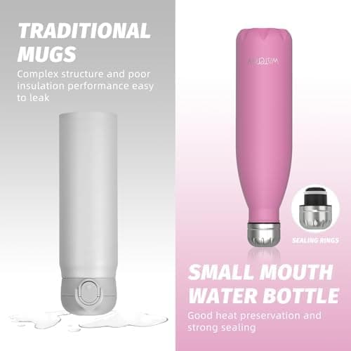 WATERSY Doppelwandige Edelstahl-Trinkflasche 500 ml Kinder ThermoSafe BPA-Frei Kalt&Warm Sprudel Dunkel Blau Sport Gym