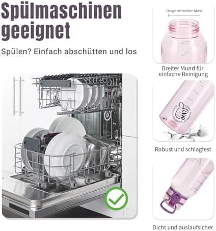 UZSPACE Kinder Trinkflasche 600ml - Sportlich, Auslaufsicher & Spülmaschinenfest zur Schule und Outdoor aktivarten für M