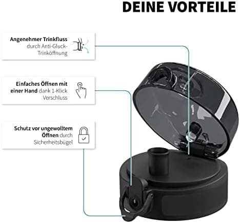 720°DGREE Originales Ersatz-Deckel "uberBottle" - Sportdekken kompatibel "simplBottle" - Größe S für 350ml & 500ml - Grö