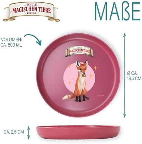 AWAVE Die Schule der Magischen Tiere Kinder Teller Set 4-teilig 18,5 cm rPET Geschirr ohne Melamin für Jüngste Rabe Henr