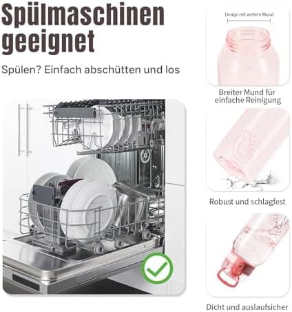 UZSPACE Kinder Trinkflasche 600ml - Sportlich, Auslaufsicher & Spülmaschinenfest zur Schule und Outdoor aktivarten für M