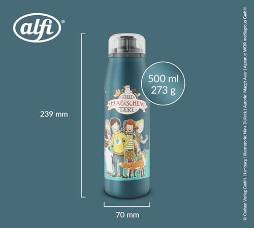 ALFI Kids ISO BOTTLE 350ml - Idas Schule der Magischen Tiere - Isoliertrinkflasche Kinder Edelstahl - hält 12 Stunden he