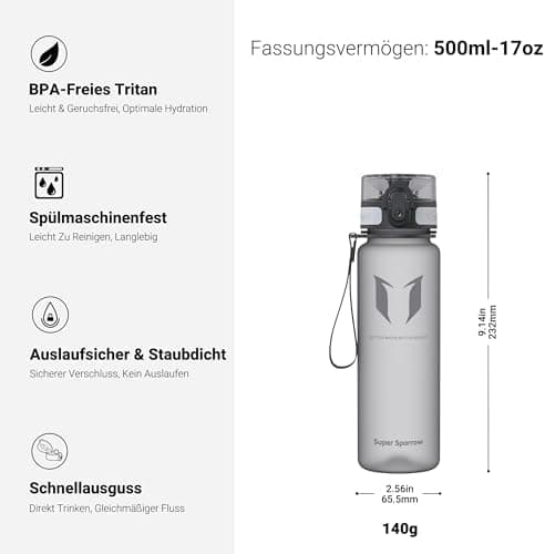 Super Sparrow BPA-frei Wasserflasche - 500ml - Ideale für Sport und Outdoor - Nachhaltig ClimatePartner certified