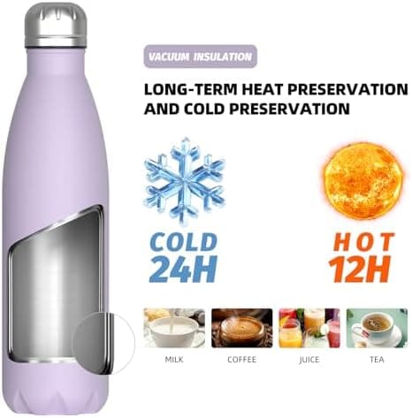 WATERSY Doppelwandige Edelstahl-Trinkflasche 500 ml Kinder ThermoSafe BPA-Frei Kalt&Warm Sprudel Dunkel Blau Sport Gym