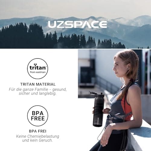 UZSPACE Kinder Trinkflasche 600ml - Sportlich, Auslaufsicher & Spülmaschinenfest zur Schule und Outdoor aktivarten für M
